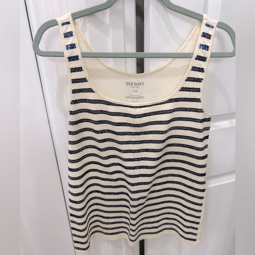 Old Navy Medium Sequin Stripe Tank Top D24